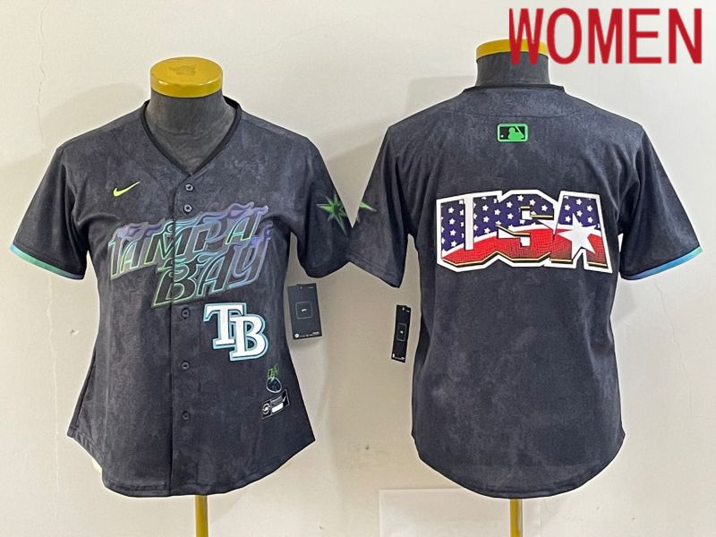 Women Tampa Bay Rays Blank Nike MLB Limited City Connect Black 2024 Jersey style 4->youth mlb jersey->Youth Jersey
